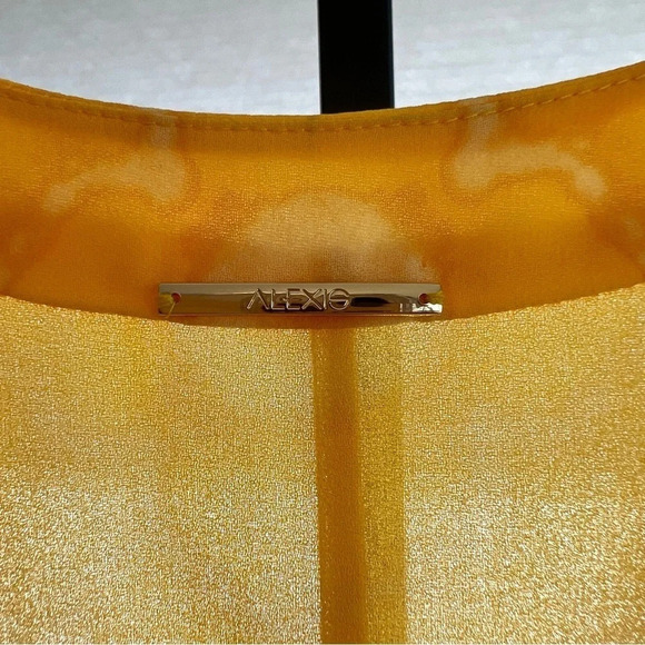 Alexis Luss Geometric Print Long Sleeve Mini Dress Yellow Sun XS Summer Colorful - Picture 4 of 8